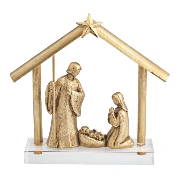 Mud Pie: Acrylic Base Gold Nativity