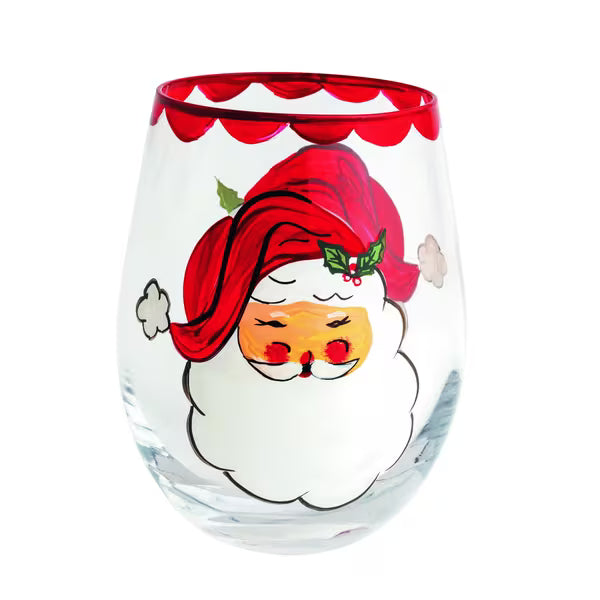 Mudpie: Santa Painted Wine Glass