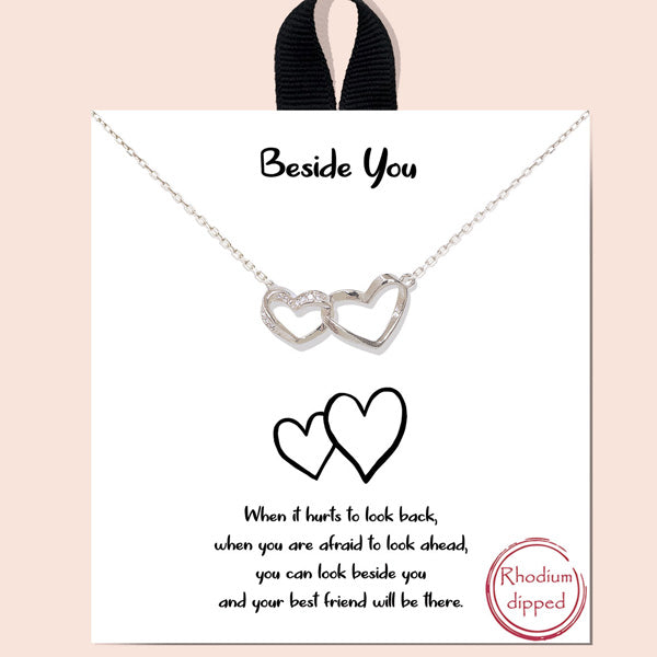 "Beside You" Two Heart Intertwined Necklace