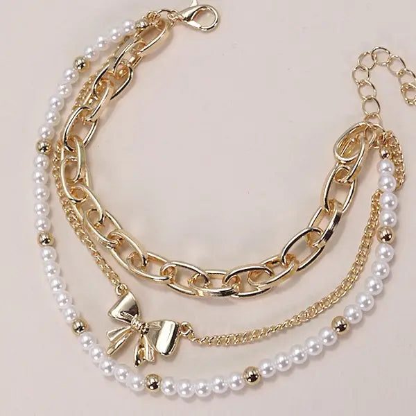Josslyn Bow Pearl Trio Bracelet