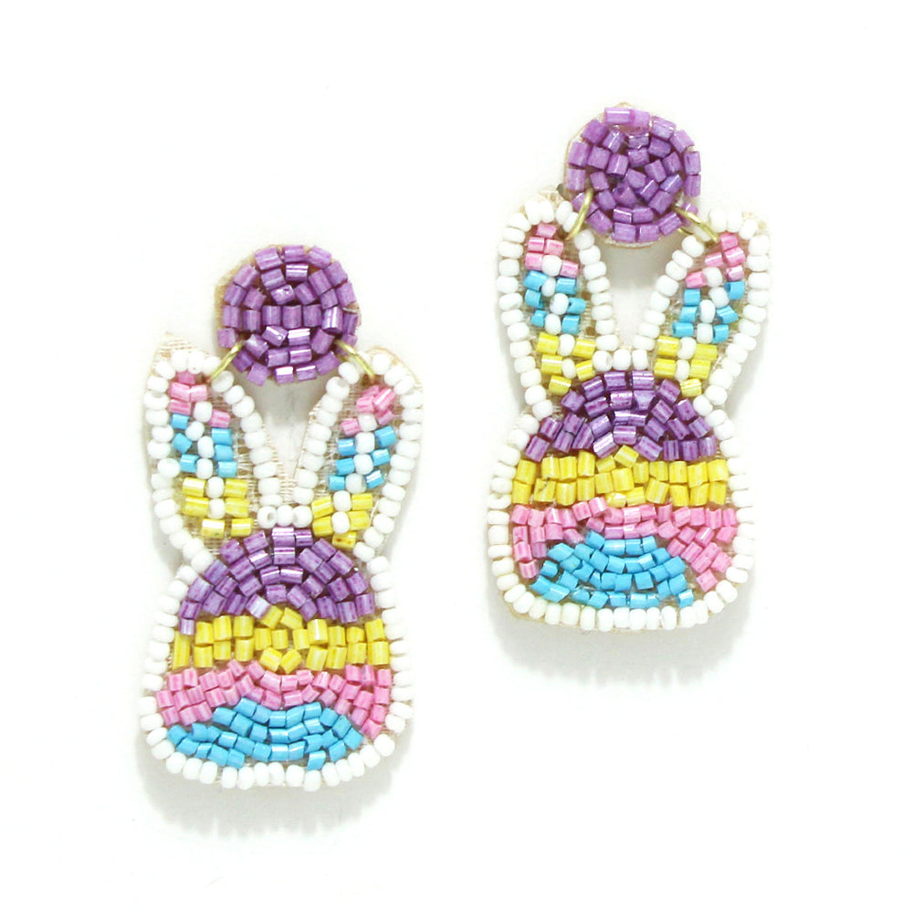 Pastel Multi, easter bunny seed bead earring