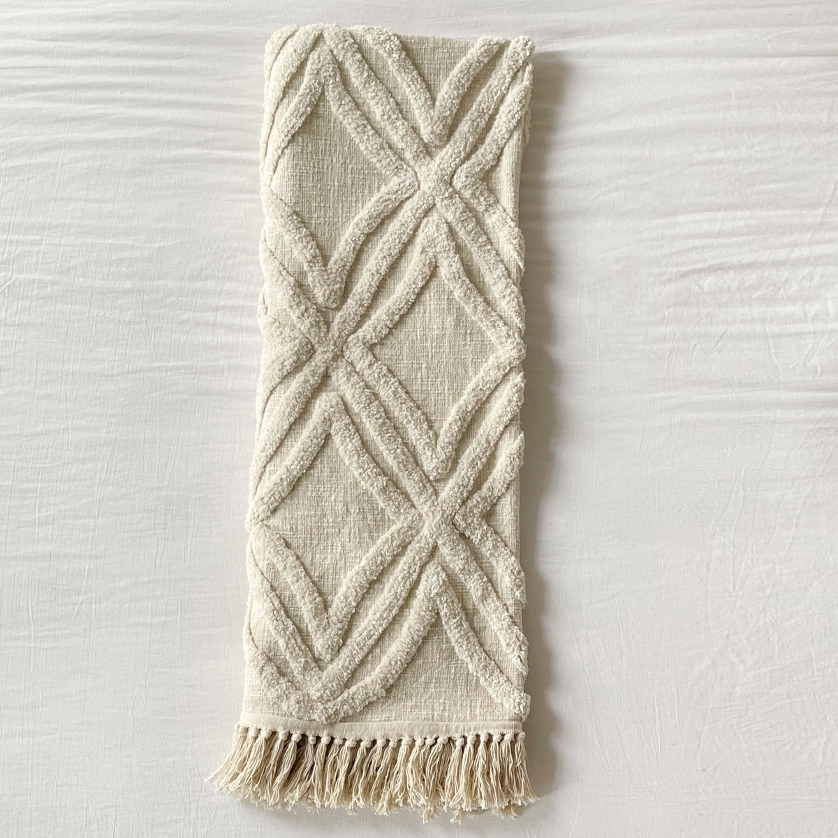 Diamond Tuffled Cotton Slub Throw/Blanket