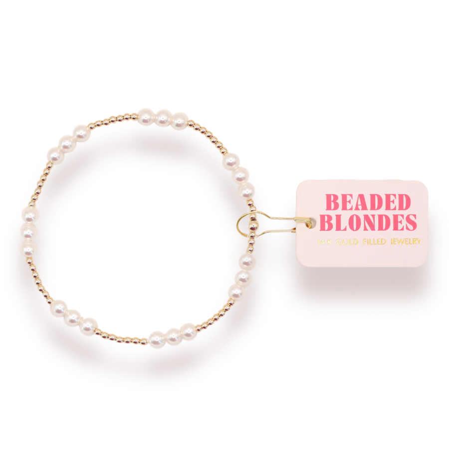 Beaded Blondes ILY Pearl Bracelet