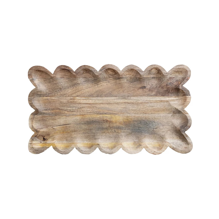 Creative Co-op Mango Wood Scalloped Tray