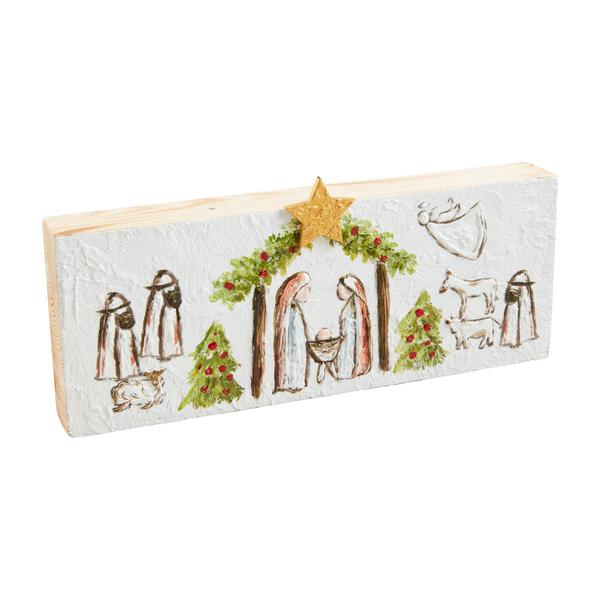Mudpie Long Painted Nativity Plaque