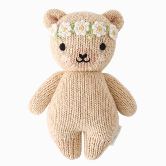 Baby Honey Bear (Ivory Floral) Knit Animal