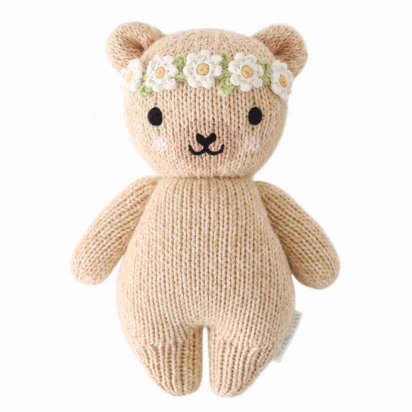 Baby Honey Bear (Ivory Floral) Knit Animal