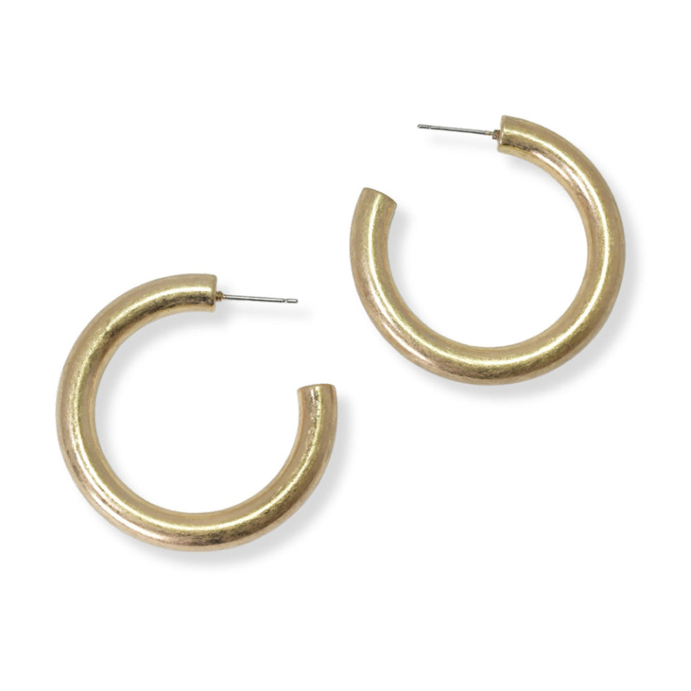 Worn Gold Thick Hoop