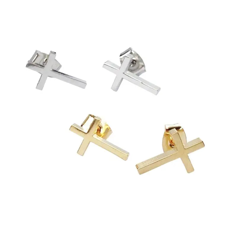 Cross Post Stud Earrings Spiritual Religion Sentimental