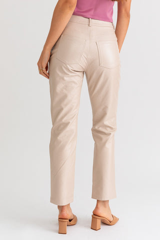 FAUX LEATHER PANTS- TAUPE