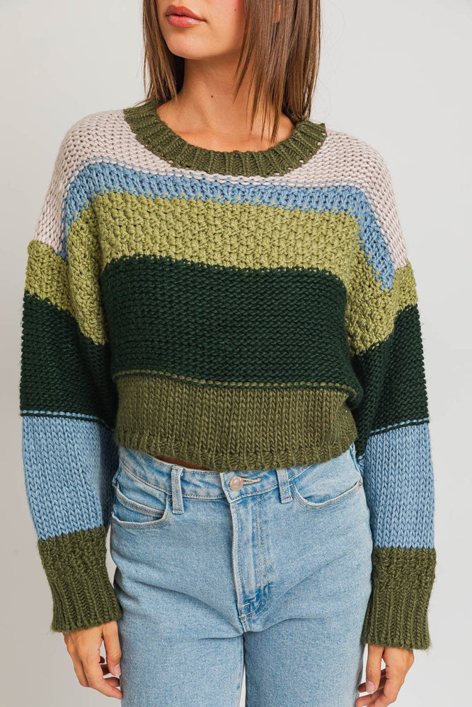 CHUNKY KNIT SWEATER -OLIVE