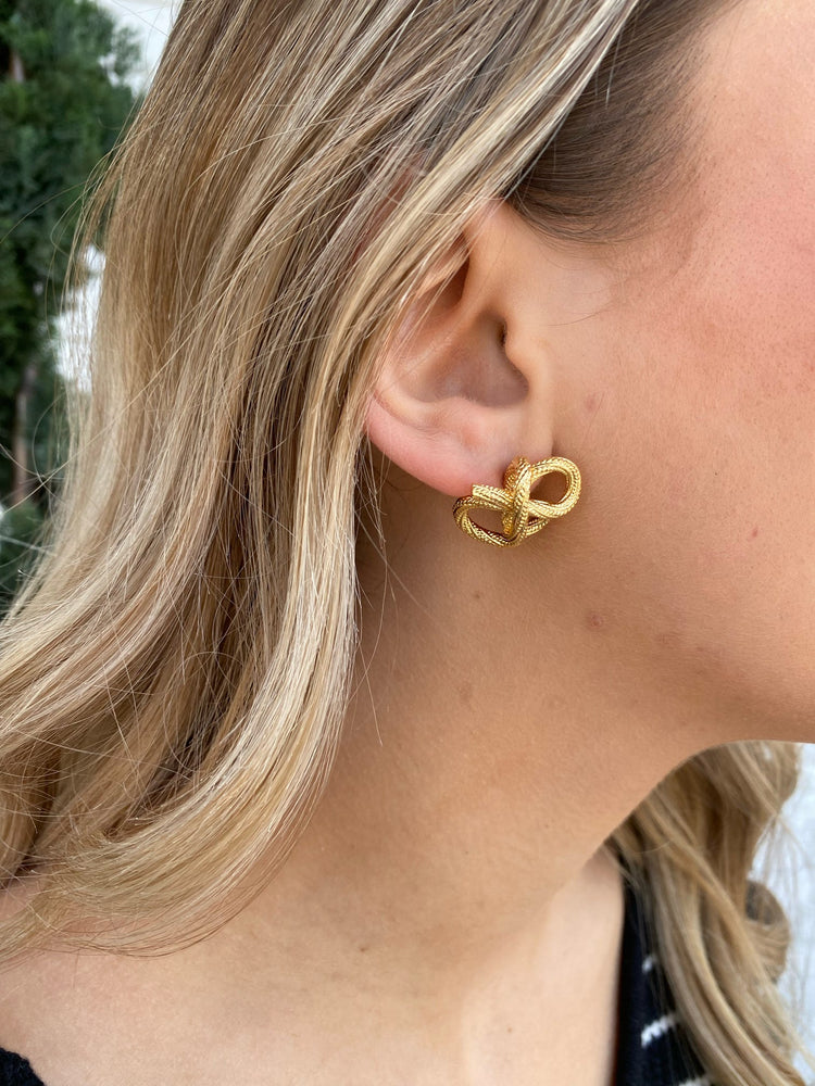 Textured Brass Knot Earrings