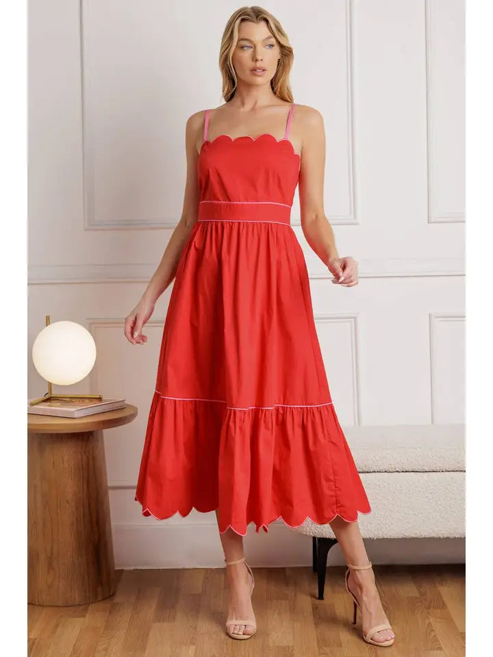 Allie Scalloped Midi Dress