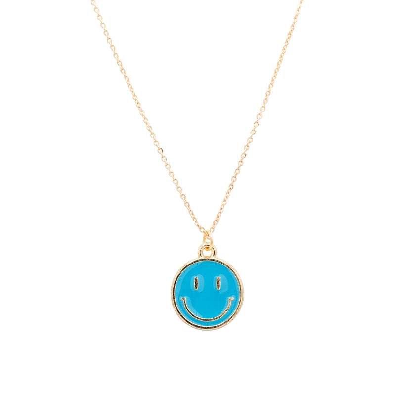 Happy Face Necklace Blue Charm Pendant Children's