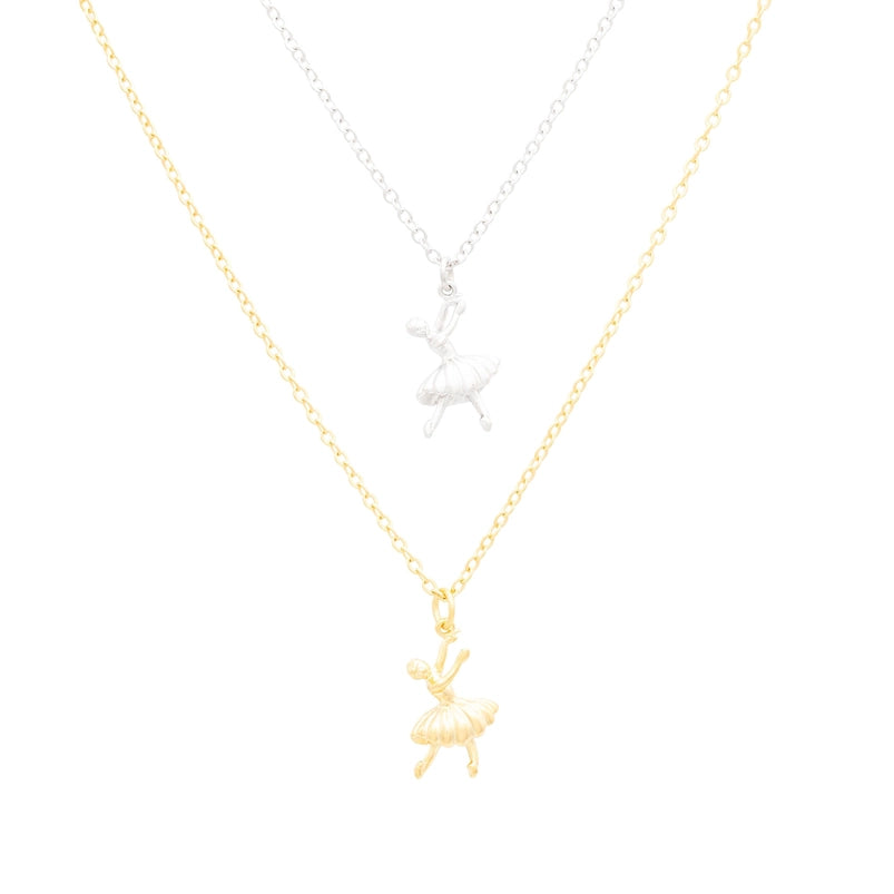 Ballerina Charm Dainty Necklace Ballet Dance Pendant