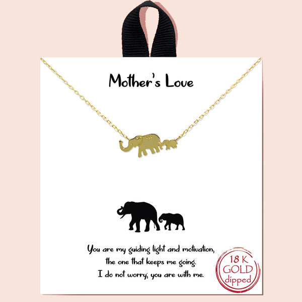 "mother's love" dainty elephant necklace