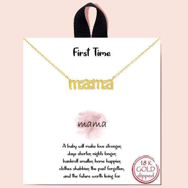 "MAMA" word CZ necklace