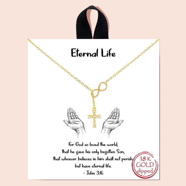 "Eternal Life" Pave CZ Cross Necklace