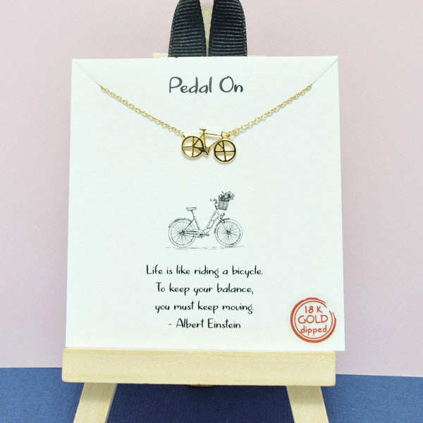 "Pedal On" dainty bicycle necklace
