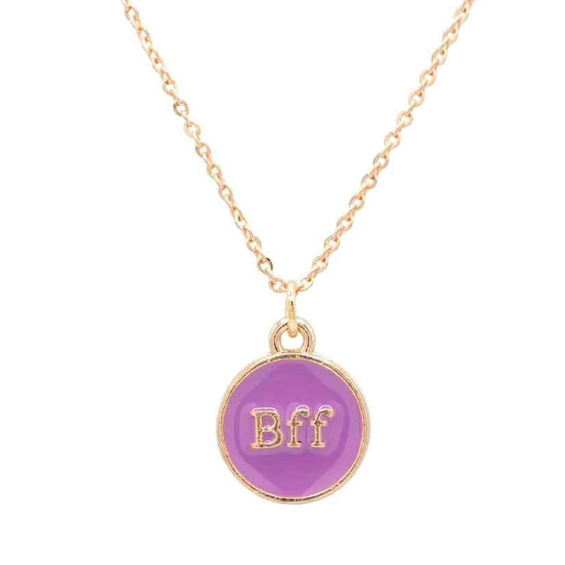 Bff Best Friends Forever Purple Charm Pendant Child Necklace