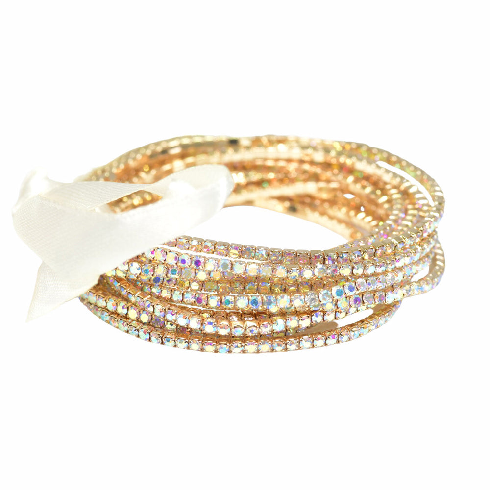 Gold/AB, crystal rhinestone stretch bracelet set
