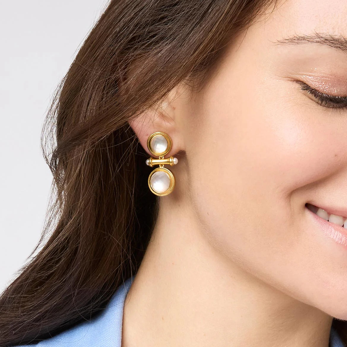 JULIE VOS Bamboo Midi Earring - Iridescent Clear Crystal