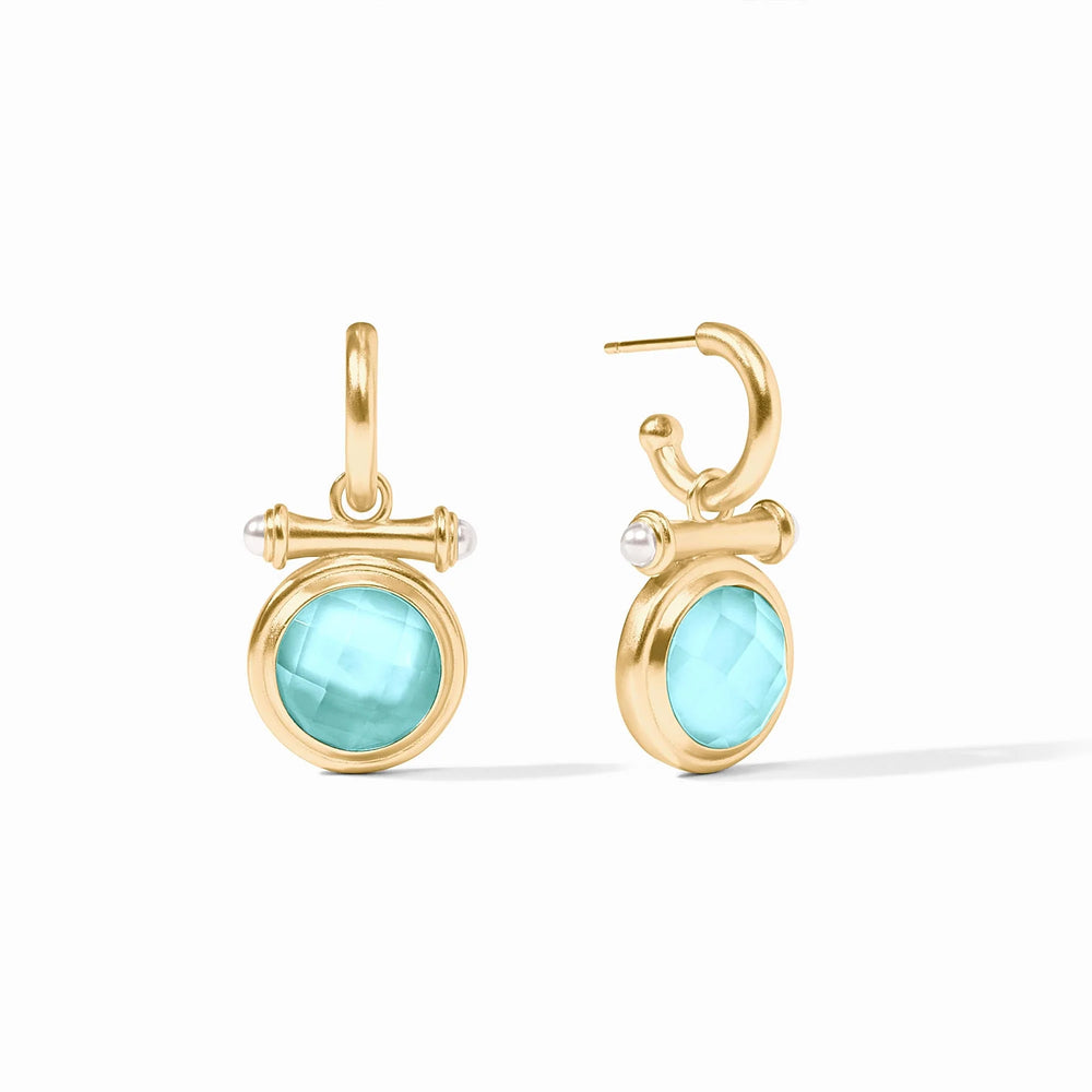 JULIE VOS Bamboo Hoop & Charm Earring - Iridescent Bahamian Blue