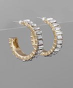 Baquette Crystal Hoops