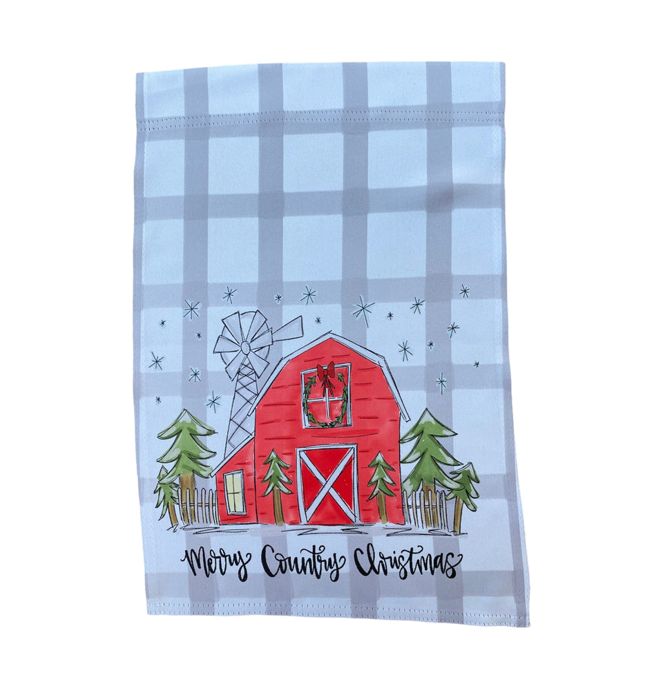 "Christmas Barn" Garden Flag