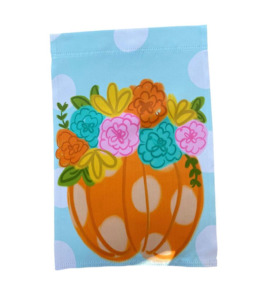 "Polka Dot Pumpkin Floral" Garden Flag