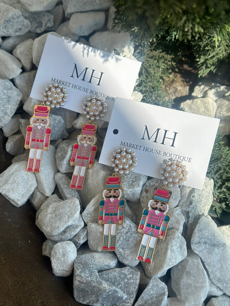 Enamel Coated Metal Nutcracker Earrings