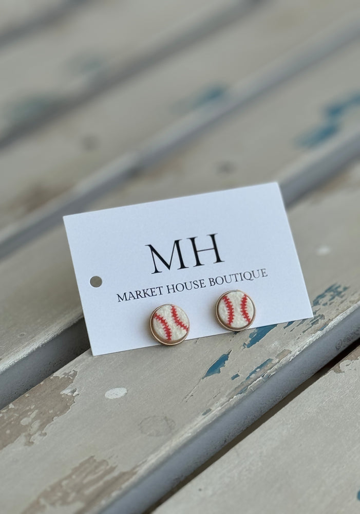 Baseball Druzy Studs