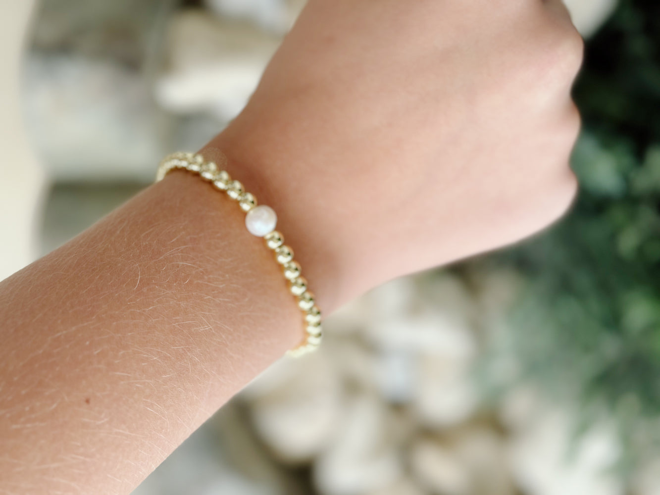 5mm H2O Resistant 14K Gold Ball Bracelet