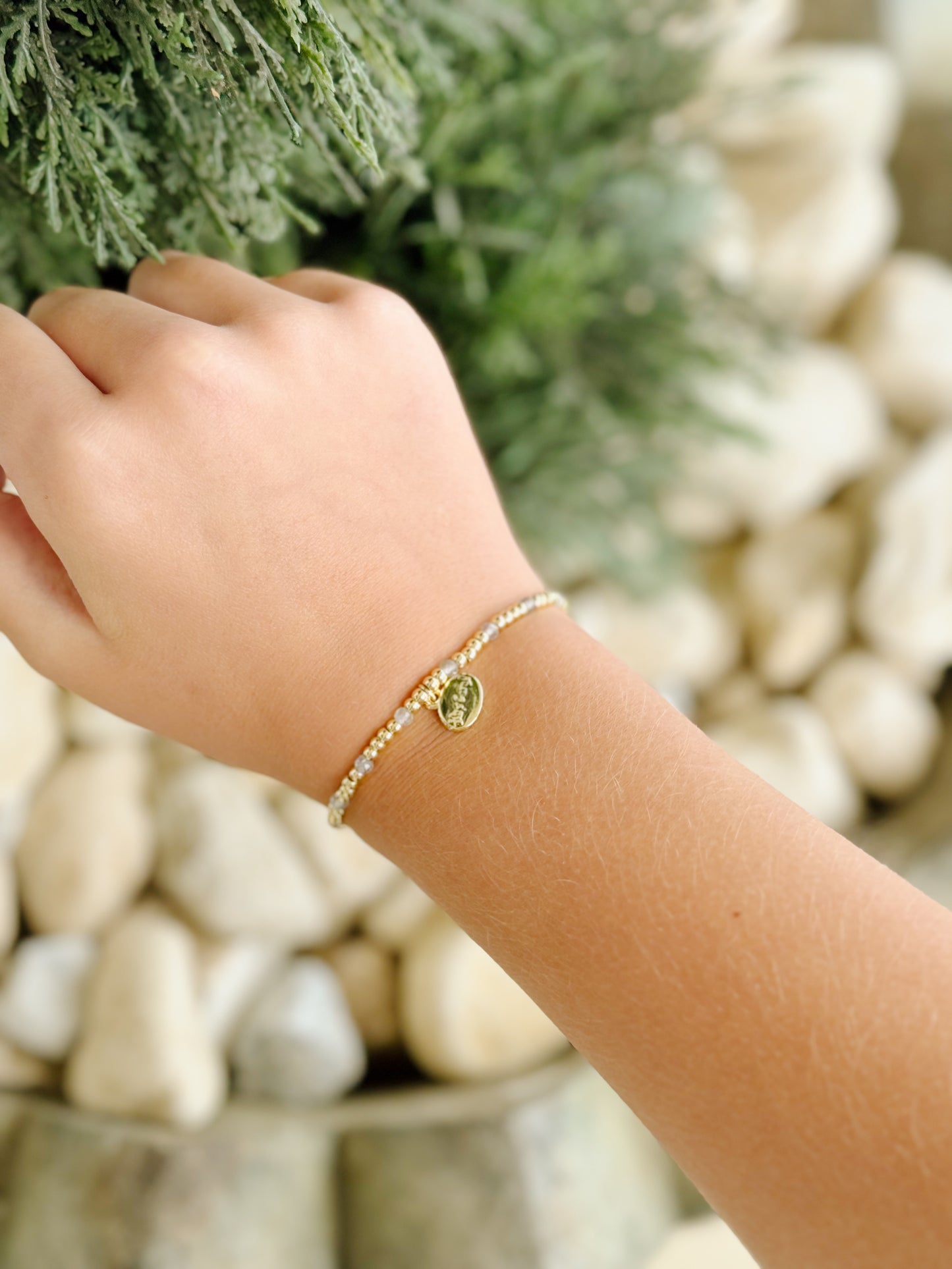 3mm Gold Ball w/Faceted Gemstone