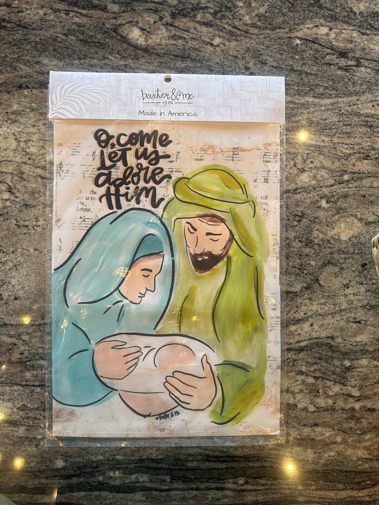 O Come Let Us Adore Him Nativity Garden Flag