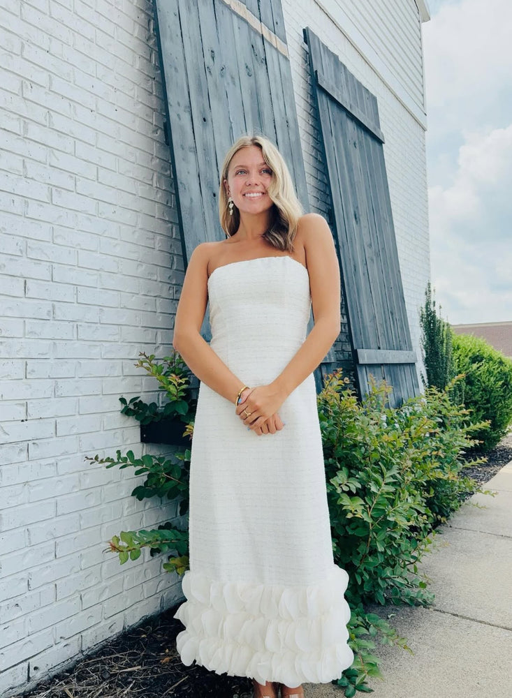 Petals & Tweed Strapless Dress