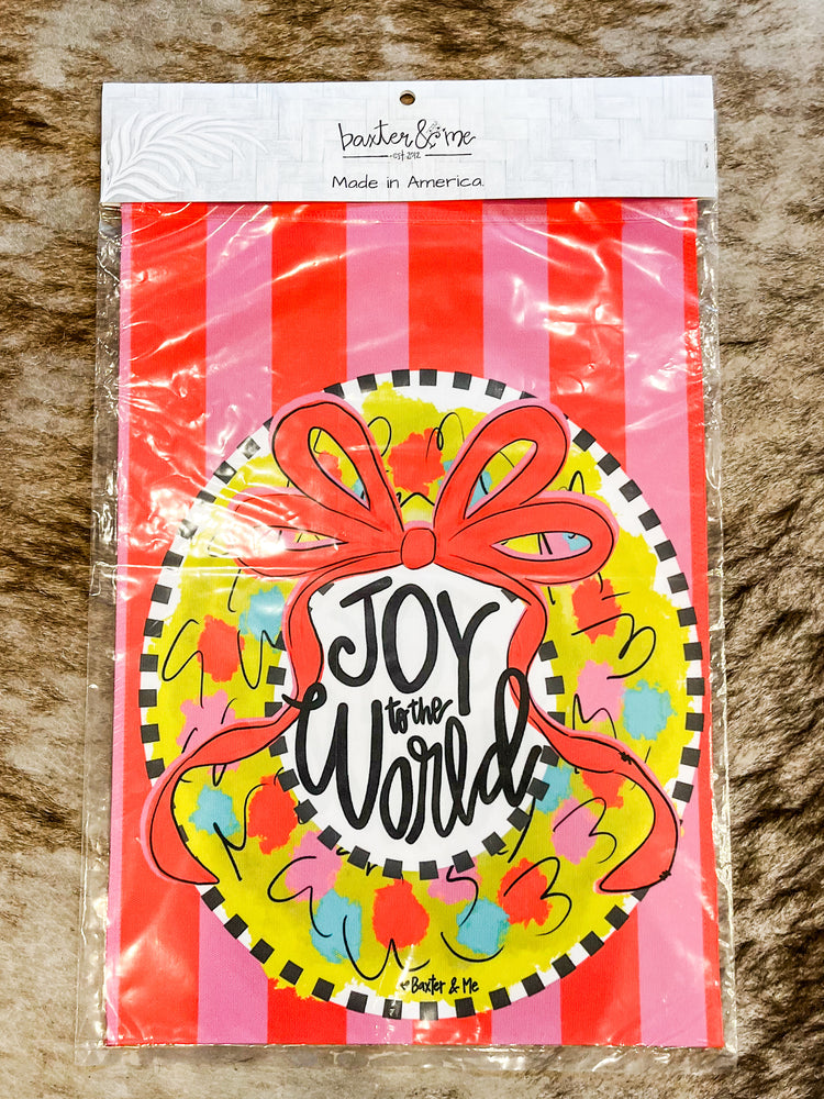 Joy to the World Wreath Garden Flag