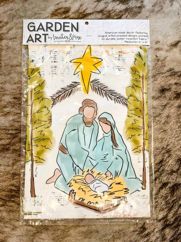 Starry Night Nativity Garden Flag