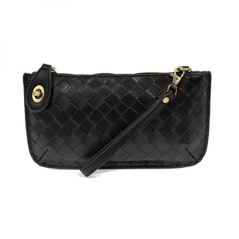 Faux Wide Woven Mini Crossbody Wristlet Clutch