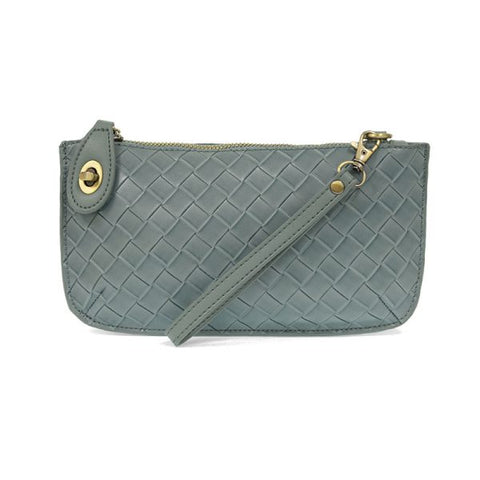 Faux Wide Woven Mini Crossbody Wristlet Clutch