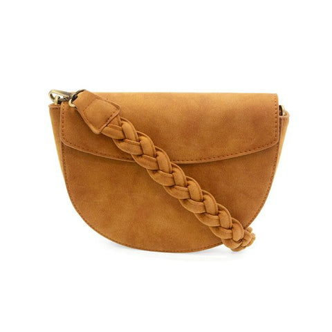 Toffee Luna Crescent Crossbody with Braided Strap