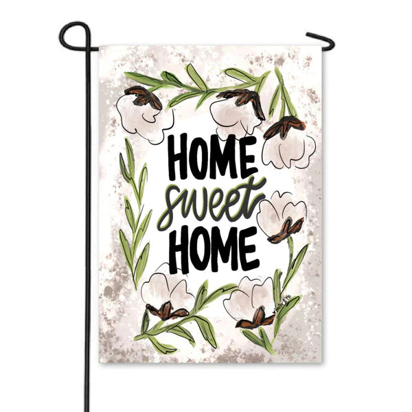 Cotton Wreath Home Sweet Home Garden Flag