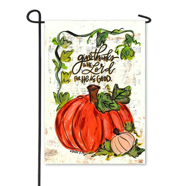 Give Thanks to the Lord Pumpkin Vine Garden Flag