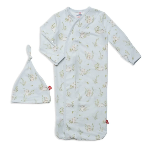 blue hoppily ever after modal magnetic cozy sleeper gown + hat set