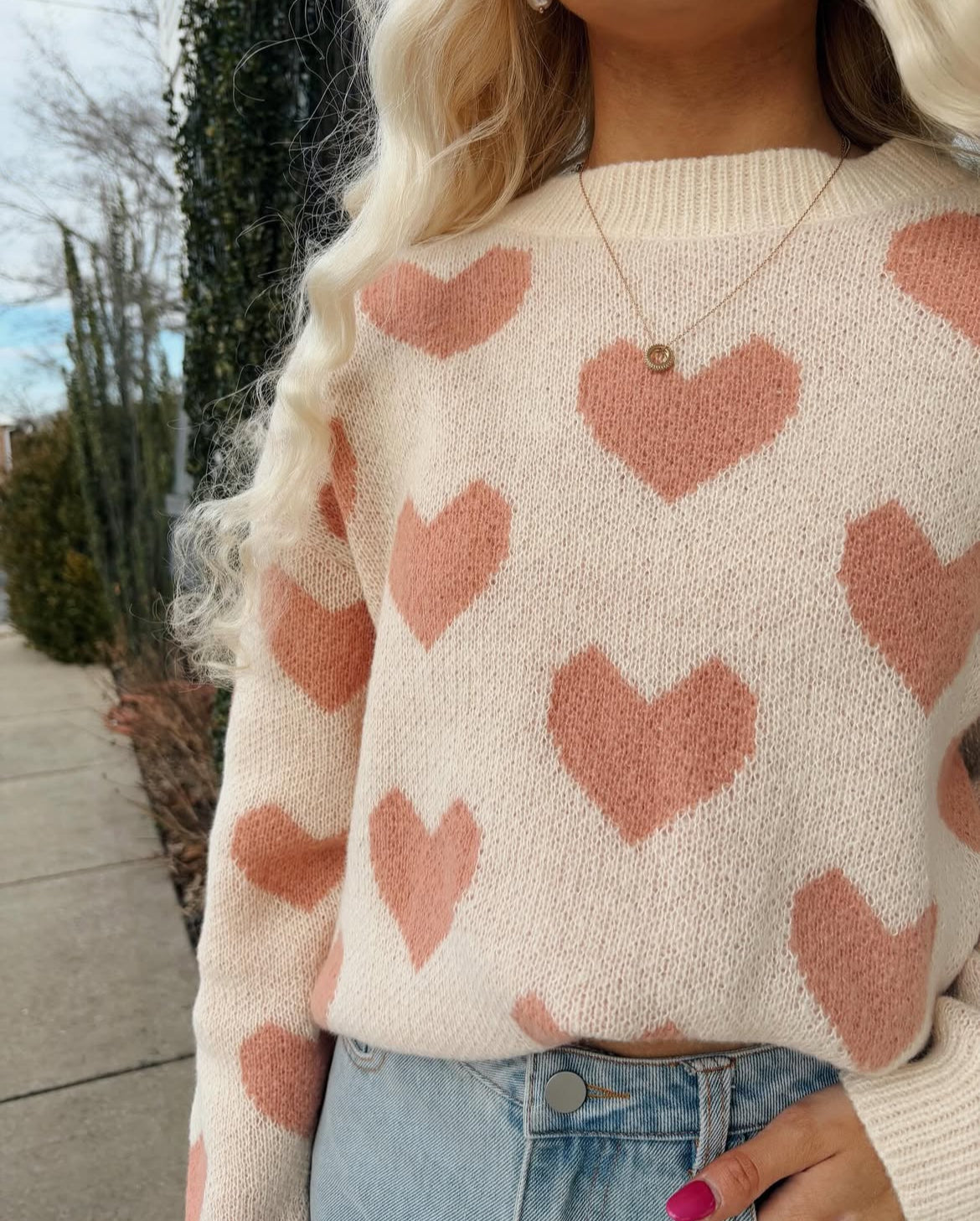 BABY PINK HEART SWEATER