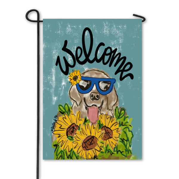 Sunflower Dog Garden Flag