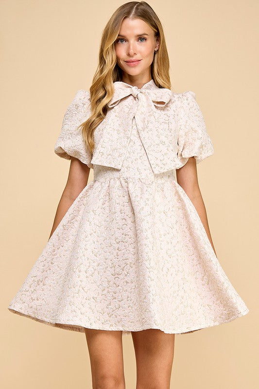 Oh Darling Puff-Sleeve Bow Dress