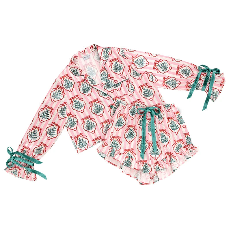Bella Apparel: Crop Ruffle Pajama Set