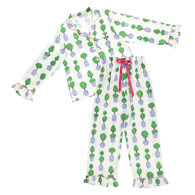 Bella Apparel: Full Length Ruffle Pajama Set