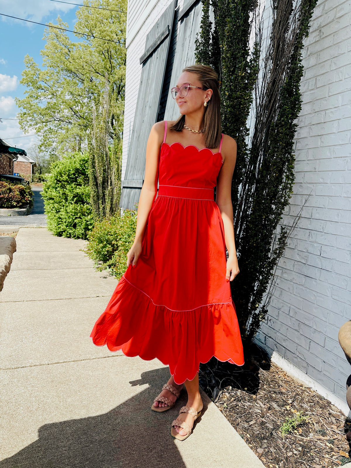 Allie Scalloped Midi Dress